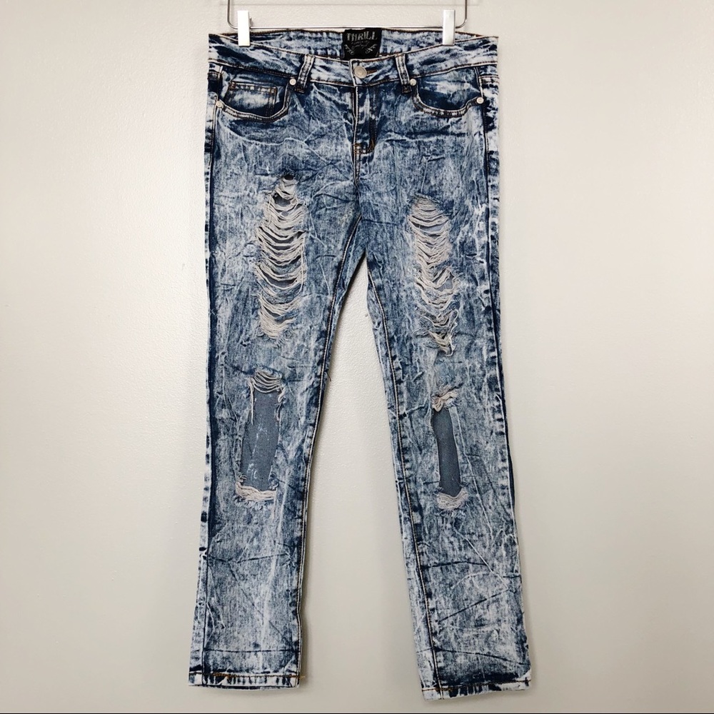 Thrill • Acid Wash Distressed Rip Stretch Jean 9